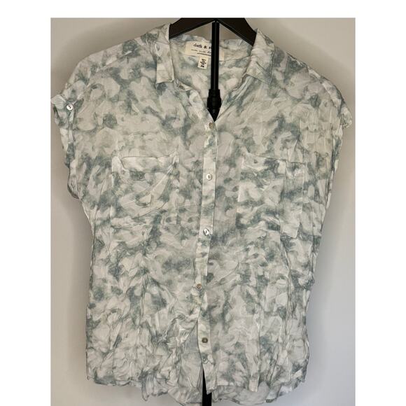 Cloth and Stone Anthropologie White and Grey Button Down Shirt Petite Medium - Picture 1 of 4